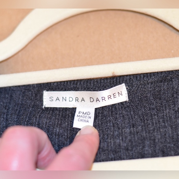 Sandra Darren Knit Ribbed Sweater Dress Grey Striped Size PMD - Picture 4 of 5